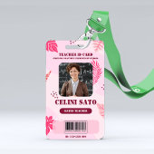 Roze Bloemenstijl Homeschool ID Kaart Badge