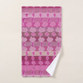 Roze bloemenstreep patroon bad handdoek (Handdoek)
