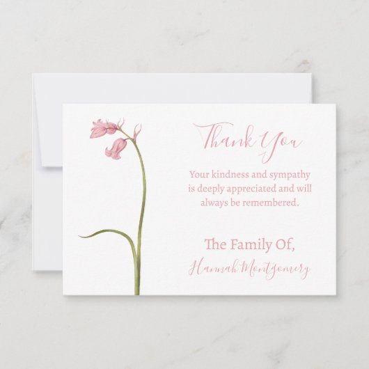  roze bloemensympathie dank u kaarten notitiekaartje (Voorkant)