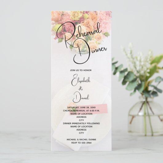 Roze Bloementafel instellen repetitie diner Kaart (Staand voorkant)