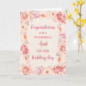 Roze Bloementante Trouwdag Gefeliciteerd Kaart (Gele Bloem)