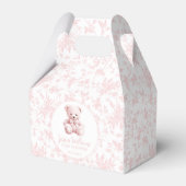 Roze bloementeddybeer baby shower snoep gunst doos bedankdoosjes (Voorkant Zijde)