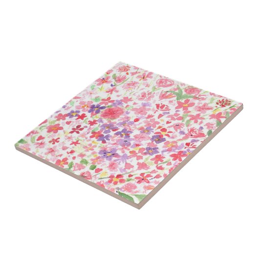 Roze bloementegel tegeltje (Zijkant)