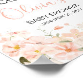 Roze Bloementhee voor twee Baby shower Welkom Poster (Hoek)