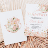 Roze bloementhee voor twee Baby showers Kaart