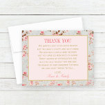 roze bloementuin Baby shower Bedankkaart<br><div class="desc">tuin feest thema bruiloft dank u notitie kaart ontwerp beschikt over een prachtig patroon van bloemenpatroon dat lijst op de bewoording en zachte pastel kleuren - blush roze,   blauw groen,  en roos. Personaliseer de aangepaste tekst met uw bedankbericht.</div>