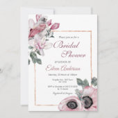 Roze Bloementuin Bruidsdouche uitnodiging (Voorkant)