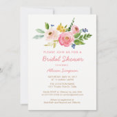 Roze Bloementuin Bruidsdouche Uitnodiging Kaarten (Voorkant)