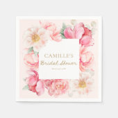 Roze bloementuin bruiloftsborrel servet (Voorkant)
