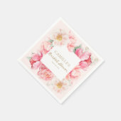 Roze bloementuin bruiloftsborrel servet (Hoek)