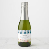 Roze Bloementuin Bruiloftsborrel Sparkling Wijnetiket (Voorkant)