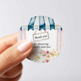Roze bloementuin bruiloftsontbijt bedankt  ronde sticker