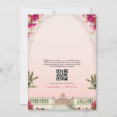 Roze Bloementuin Indiaas Kleurrijke bruiloft uitno Kaart (Achterkant)