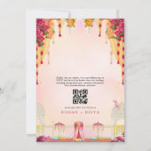 Roze Bloementuin Indische kleurrijke bruiloft Kaart (Achterkant)