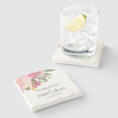 Roze bloementuin lente bruidsdouche stenen onderzetter (Zijkant)