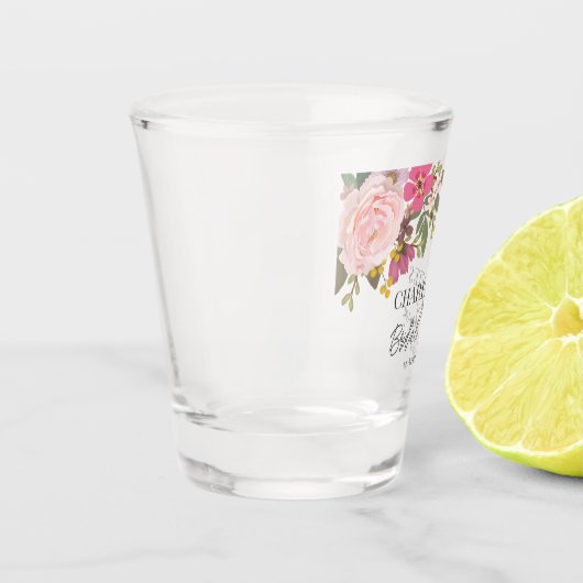 Roze bloementuin Lente Bruiloft Feest Shot Glas (Links)