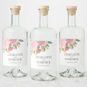 Roze Bloementuin lente bruiloft gunsten Likeurfles Etiket (Flessen)