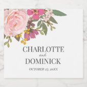 Roze Bloementuin lente bruiloft gunsten Likeurfles Etiket (Enkel label)