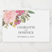 Roze Bloementuin lente bruiloft gunsten Sparkling Wijnetiket (Enkel label)