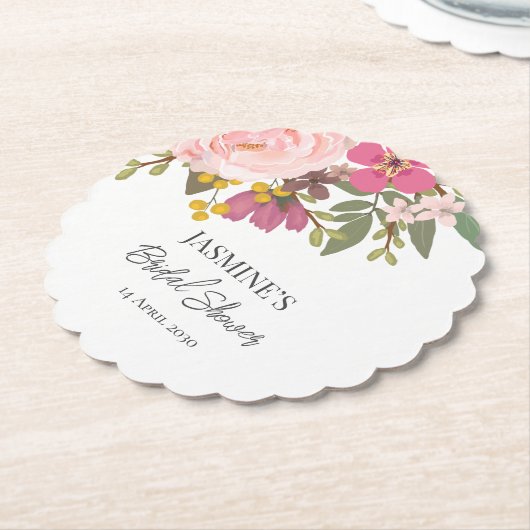 Roze bloementuin lente bruiloft  kartonnen onderzetters (Gekanteld)