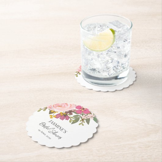 Roze bloementuin lente bruiloft  kartonnen onderzetters (Insitu)