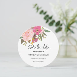 Roze Bloementuin lente bruiloft Save the Date Kaart