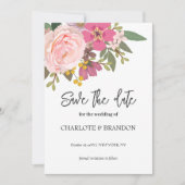 Roze Bloementuin lente bruiloft Save the Date Kaart (Voorkant)
