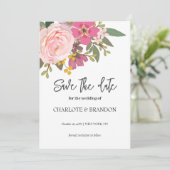 Roze Bloementuin lente bruiloft Save the Date Kaart (Staand voorkant)