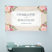 Roze Bloementuin lente bruiloft Spandoek (Beurs)