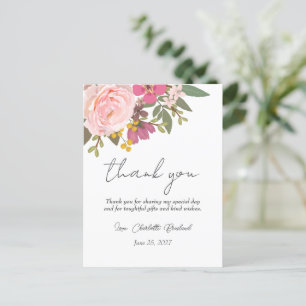 Roze bloementuin lente bruiloftsborrel  briefkaart