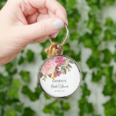 Roze bloementuin lente bruiloftsborrel sleutelhanger (Hand)