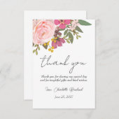 Roze bloementuin Lente Bruiloftsfeest  Bedankkaart (Voorkant / Achterkant)