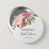 Roze bloementuin lente bruiloftsfeest ronde button 7,6 cm (Voorkant /achterkant)