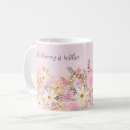Roze Bloementuin met Mindful Buddha Quote Koffiemok