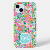 Roze bloementuin met monogram Case-Mate iPhone case (Achterkant)
