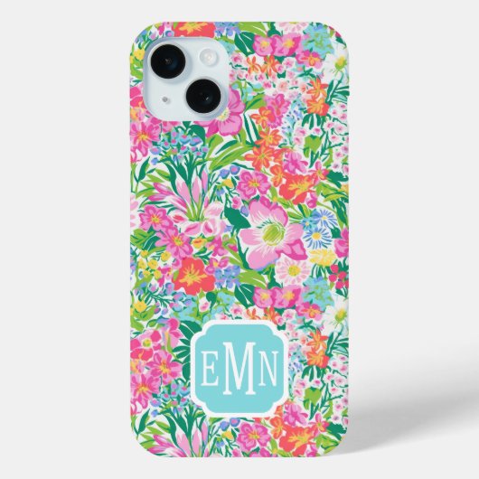 Roze bloementuin met monogram Case-Mate iPhone case (Achterkant)