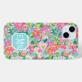 Roze bloementuin met monogram Case-Mate iPhone case (Achterkant (horizontaal))