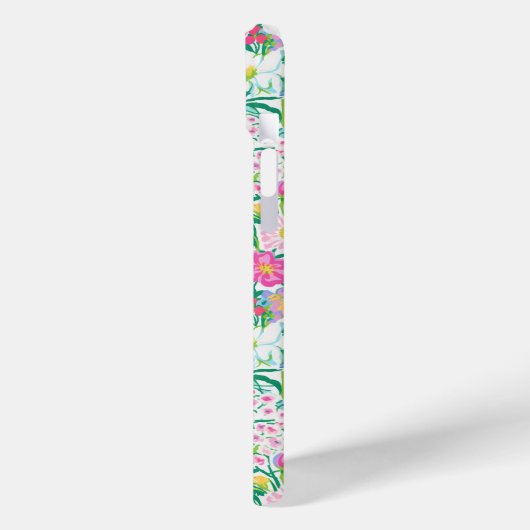 Roze bloementuin met monogram Case-Mate iPhone case (Achterkant / Links)