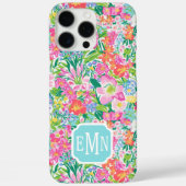 Roze bloementuin met monogram Case-Mate iPhone case (Achterkant)