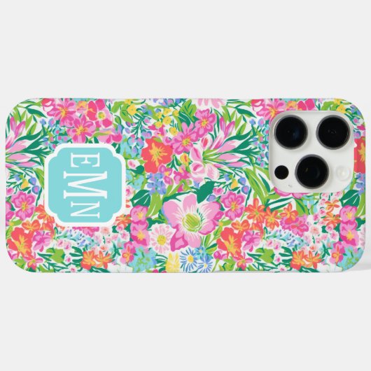 Roze bloementuin met monogram Case-Mate iPhone case (Achterkant (horizontaal))