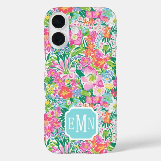 Roze bloementuin met monogram Case-Mate iPhone case (Achterkant)
