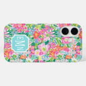 Roze bloementuin met monogram Case-Mate iPhone case (Achterkant (horizontaal))