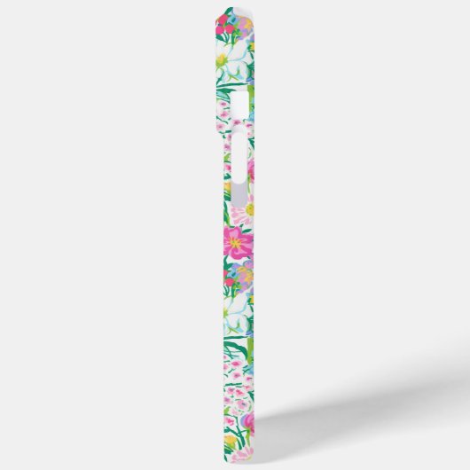 Roze bloementuin met monogram Case-Mate iPhone case (Achterkant / Links)