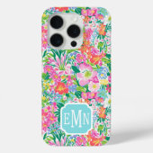 Roze bloementuin met monogram Case-Mate iPhone case (Achterkant)