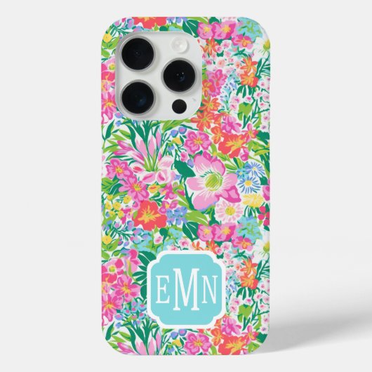Roze bloementuin met monogram Case-Mate iPhone case (Achterkant)