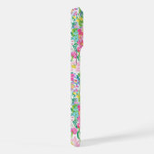 Roze bloementuin met monogram iPhone hoesje (Rechterkant)