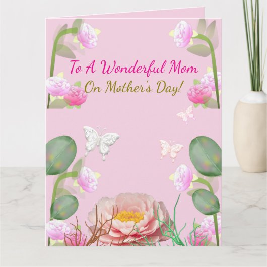 Roze bloementuin Moederdag Kaart (Voorkant)