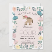 Roze bloementuin paard meisje verjaardag kaart (Voorkant)