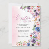Roze bloementuin Pasen lente diner Kaart (Voorkant)