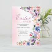Roze bloementuin Pasen lente diner Kaart (Staand voorkant)